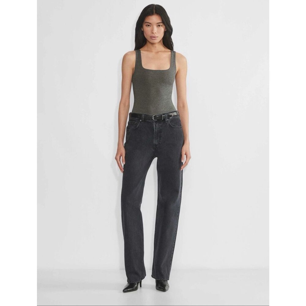 Aritzia Original Contour Pursue Square neck Bodysuit Heather Charcoal S NEW - Picture 9 of 12